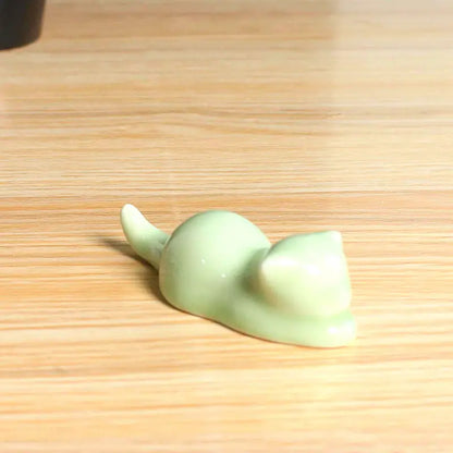 Cute Ceramic Cat Brush Holder for Office & Dorm Decor